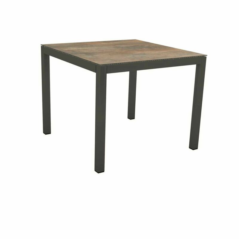 Stern Tischsystem Gartentisch, Gestell Aluminium anthrazit, Tischplatte HPL Ferro, Maße: 90x90 cm