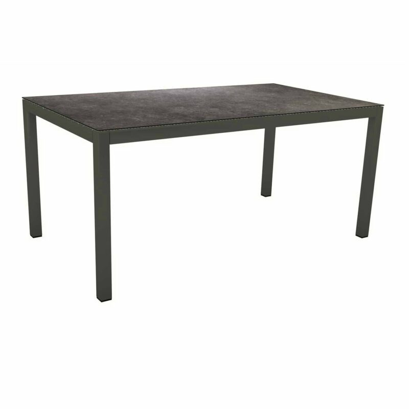 Stern Tischsystem Gartentisch, Gestell Aluminium anthrazit, Tischplatte HPL Vintage grau, Maße: 160x90 cm