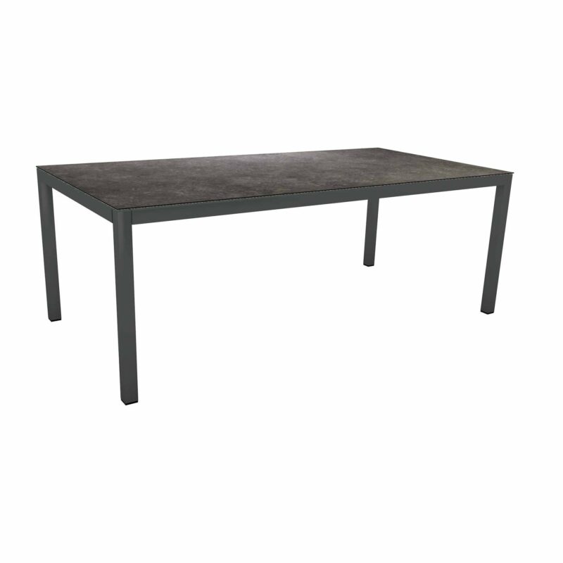 Stern Tischsystem Gartentisch, Gestell Aluminium anthrazit, Tischplatte HPL Vintage grau, Maße: 200x100 cm