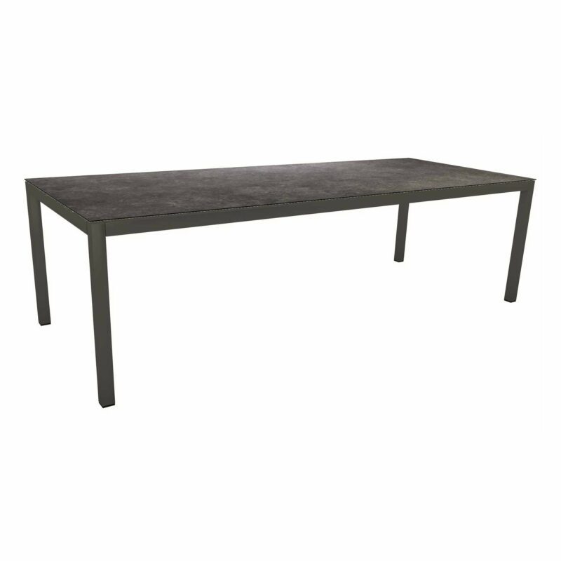 Stern Tischsystem Gartentisch, Gestell Aluminium anthrazit, Tischplatte HPL Vintage grau, Maße: 250x100 cm