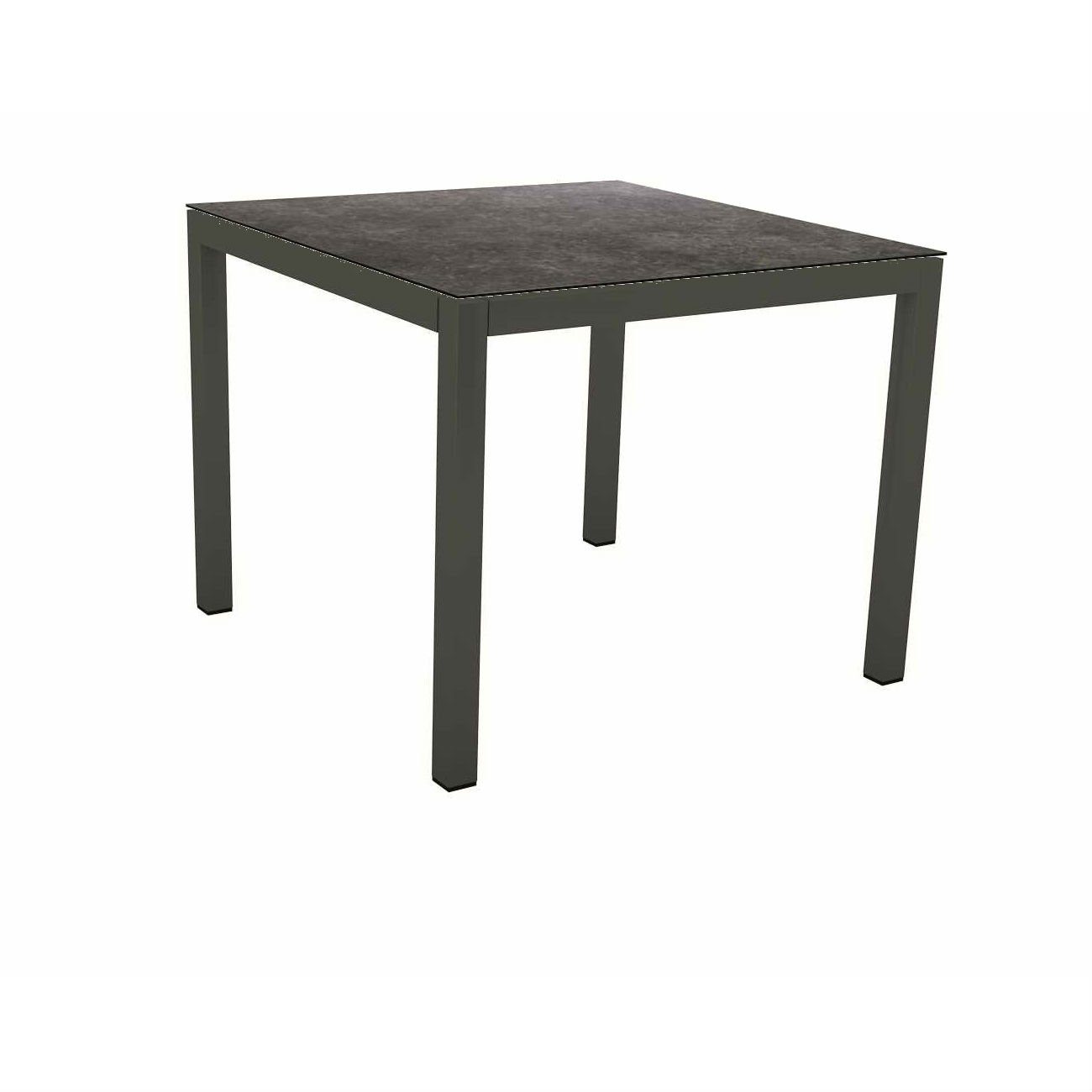Stern Tischsystem Gartentisch, Gestell Aluminium anthrazit, Tischplatte HPL Vintage grau, Maße: 90x90 cm