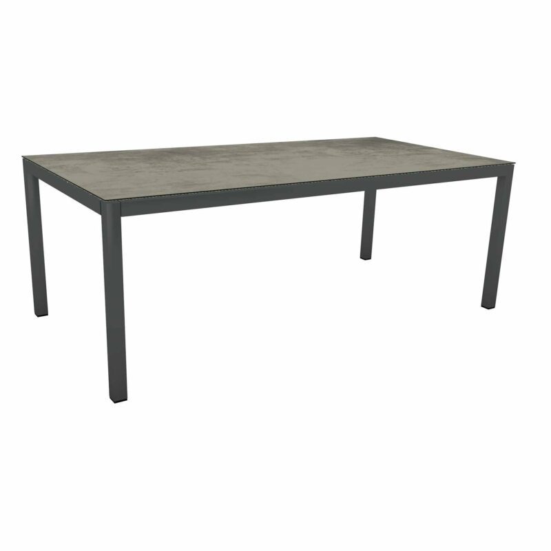 Stern Tischsystem Gartentisch, Gestell Aluminium anthrazit, Tischplatte HPL Zement, Maße: 200x100 cm
