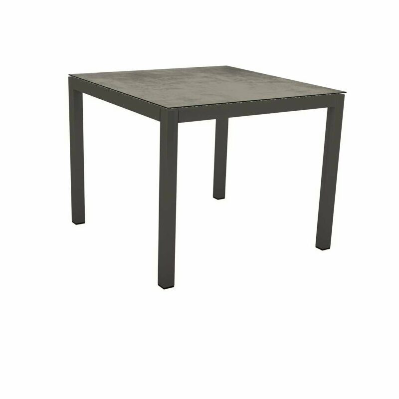 Stern Tischsystem Gartentisch, Gestell Aluminium anthrazit, Tischplatte HPL Zement, Maße: 80x80 cm