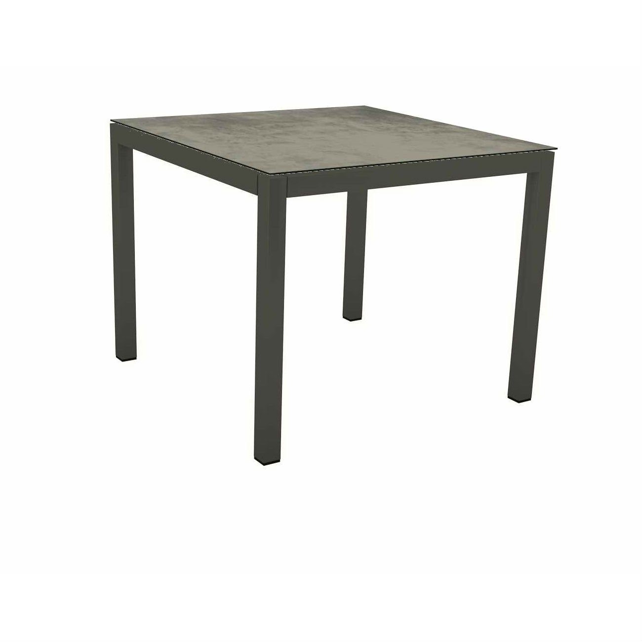 Stern Tischsystem Gartentisch, Gestell Aluminium anthrazit, Tischplatte HPL Zement, Maße: 90x90 cm