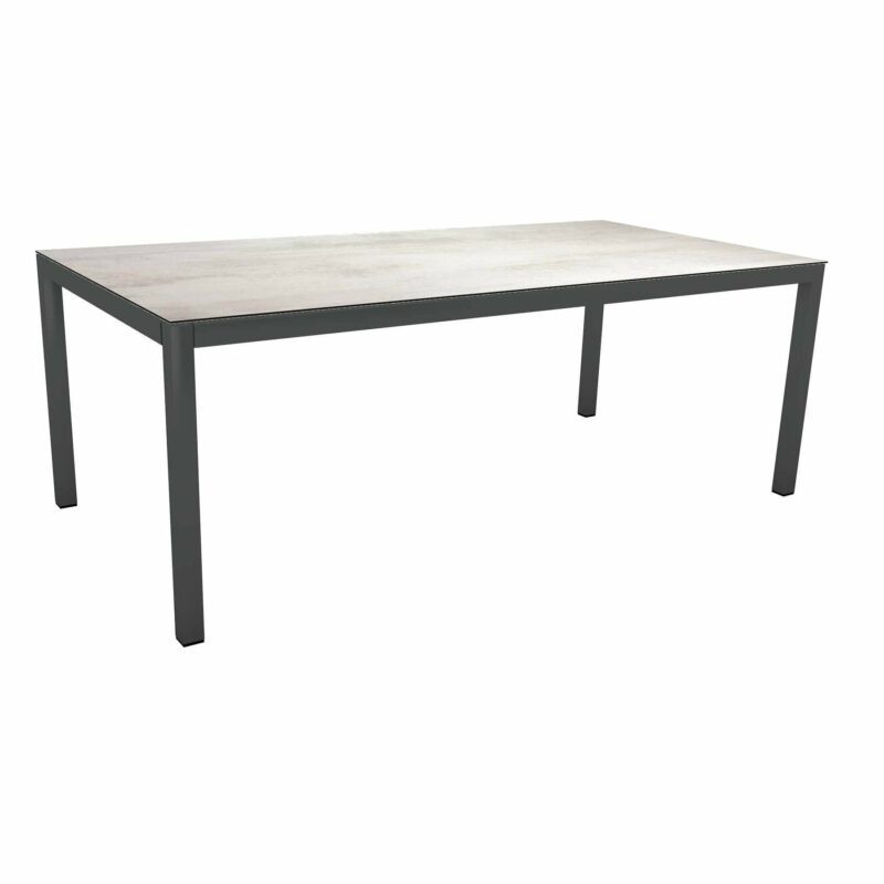 Stern Tischsystem Gartentisch, Gestell Aluminium anthrazit, Tischplatte HPL Zement hell, Maße: 200x100 cm