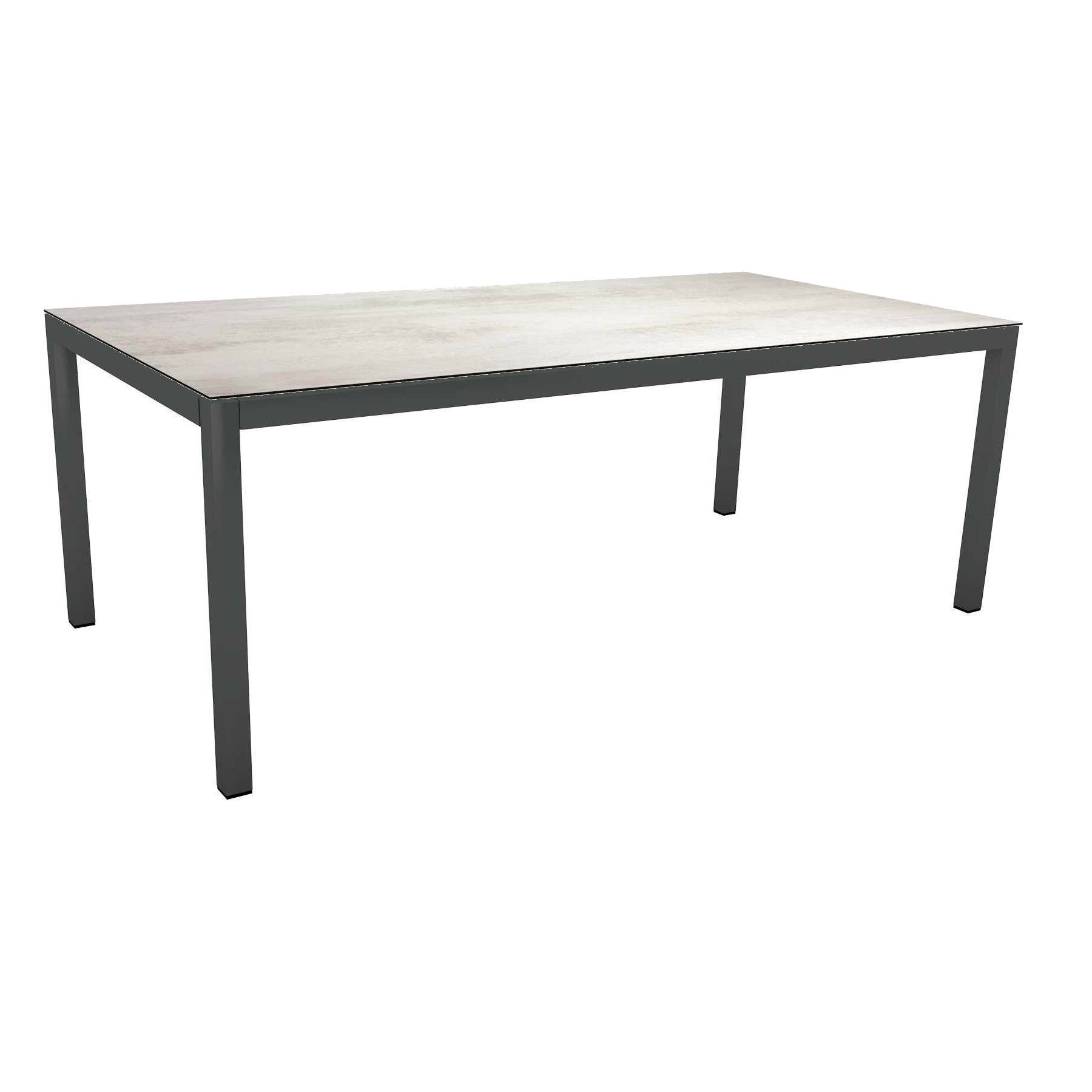 Stern Tischsystem Gartentisch, Gestell Aluminium anthrazit, Tischplatte HPL Zement hell, Maße: 200x100 cm