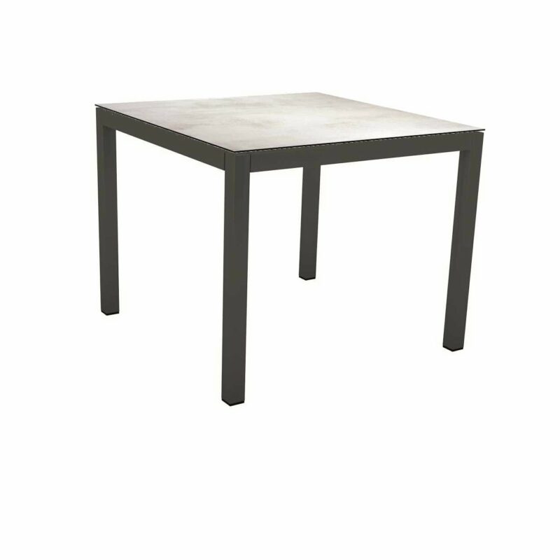Stern Tischsystem Gartentisch, Gestell Aluminium anthrazit, Tischplatte HPL Zement hell, Maße: 80x80 cm