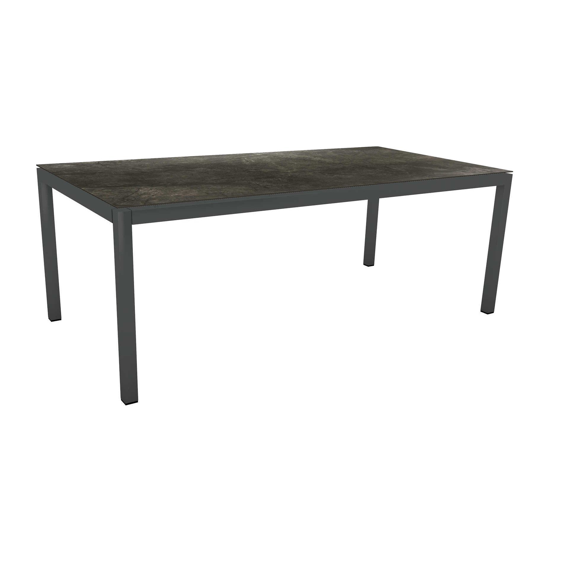 Stern Tischsystem Gartentisch, Gestell Aluminium anthrazit, Tischplatte HPL Dark Marble, Maße: 200x100 cm