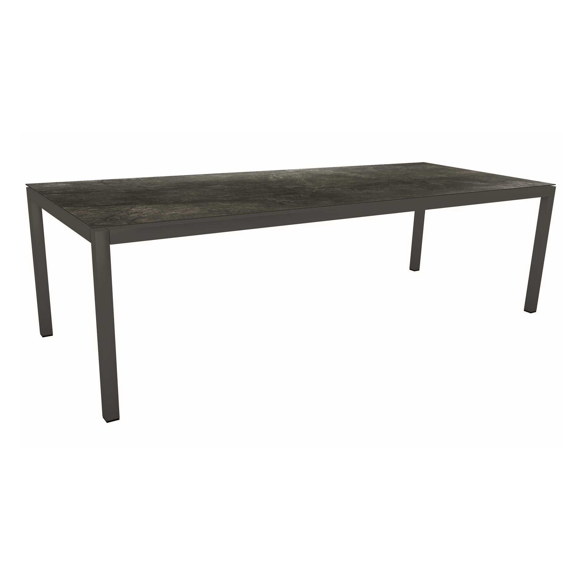 Stern Tischsystem Gartentisch, Gestell Aluminium anthrazit, Tischplatte HPL Dark Marble, Maße: 250x100 cm