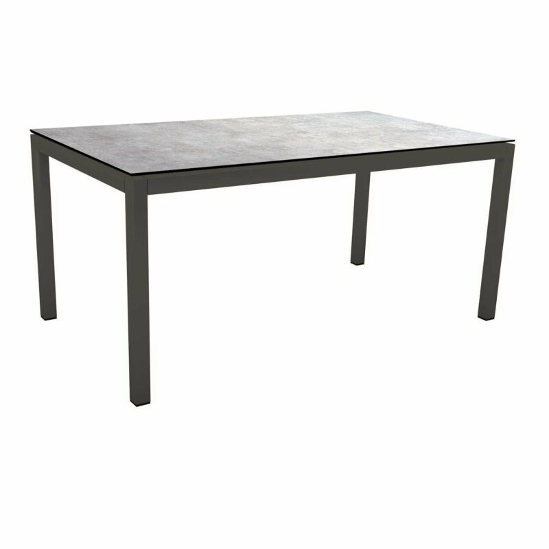 Stern Tischsystem Gartentisch, Gestell Aluminium anthrazit, Tischplatte HPL Metallic grau, Maße: 130x80 cm