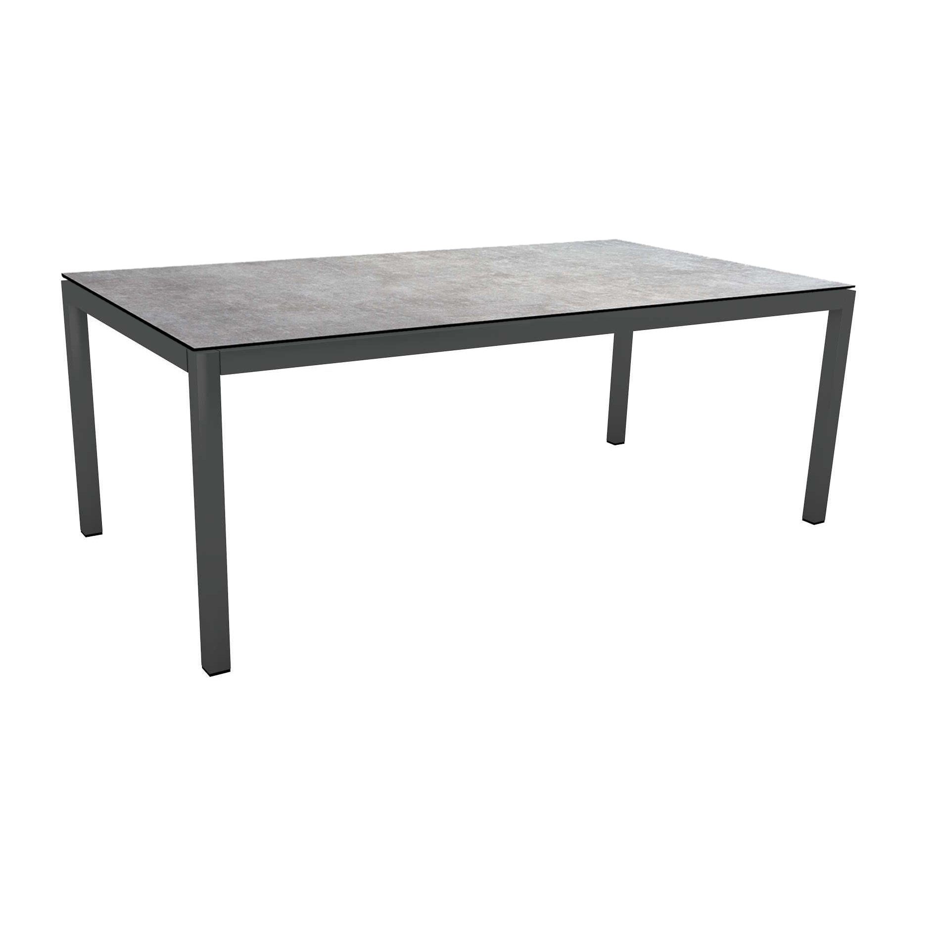 Stern Tischsystem Gartentisch, Gestell Aluminium anthrazit, Tischplatte HPL Metallic grau, Maße: 200x100 cm