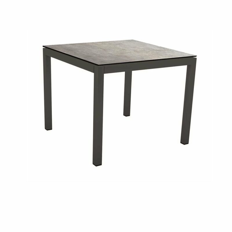 Stern Tischsystem Gartentisch, Gestell Aluminium anthrazit, Tischplatte HPL Metallic grau, Maße: 80x80 cm