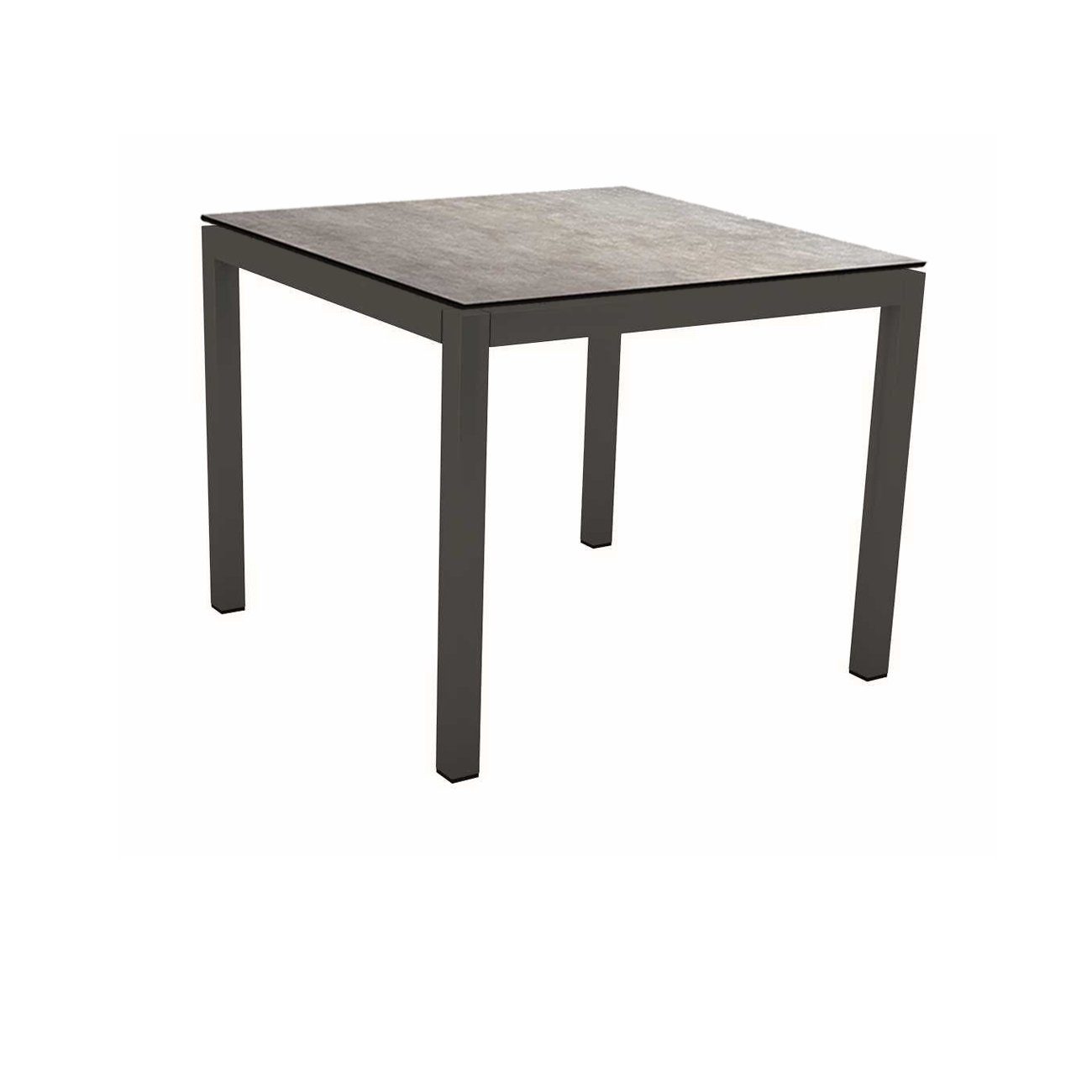 Stern Tischsystem Gartentisch, Gestell Aluminium anthrazit, Tischplatte HPL Metallic grau, Maße: 90x90 cm