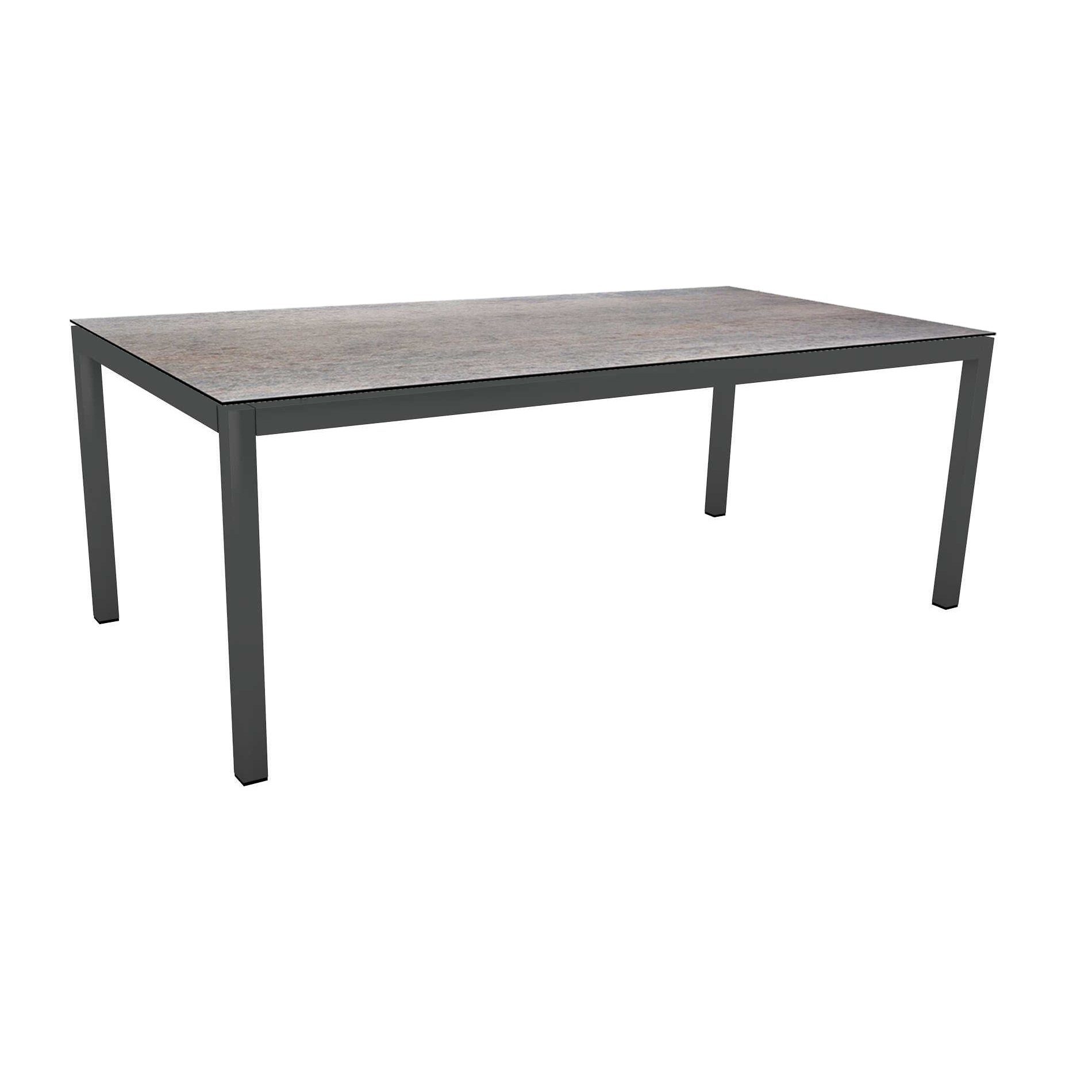 Stern Tischsystem Gartentisch, Gestell Aluminium anthrazit, Tischplatte HPL Smoky, Maße: 200x100 cm