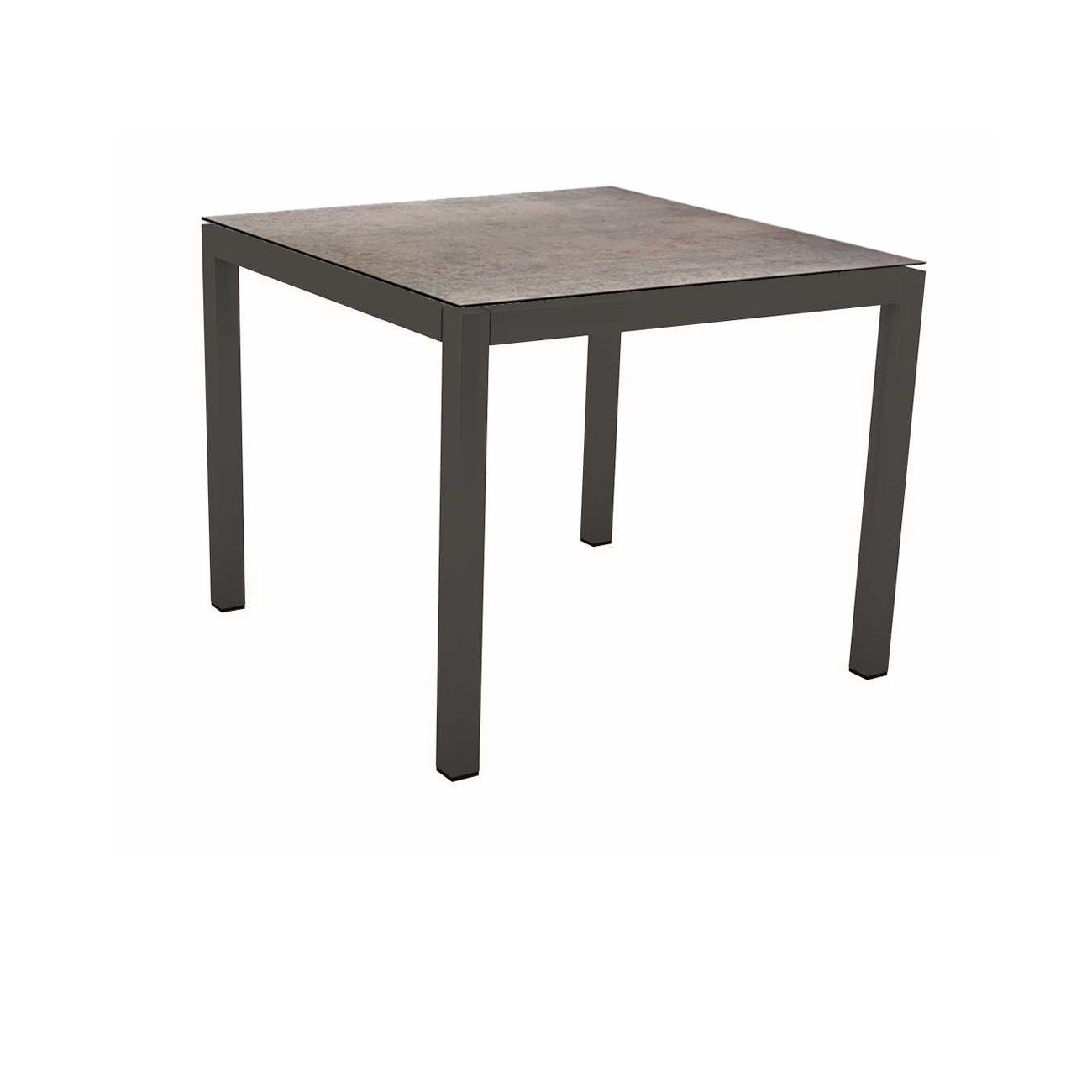 Stern Tischsystem Gartentisch, Gestell Aluminium anthrazit, Tischplatte HPL Smoky, Maße: 80x80 cm