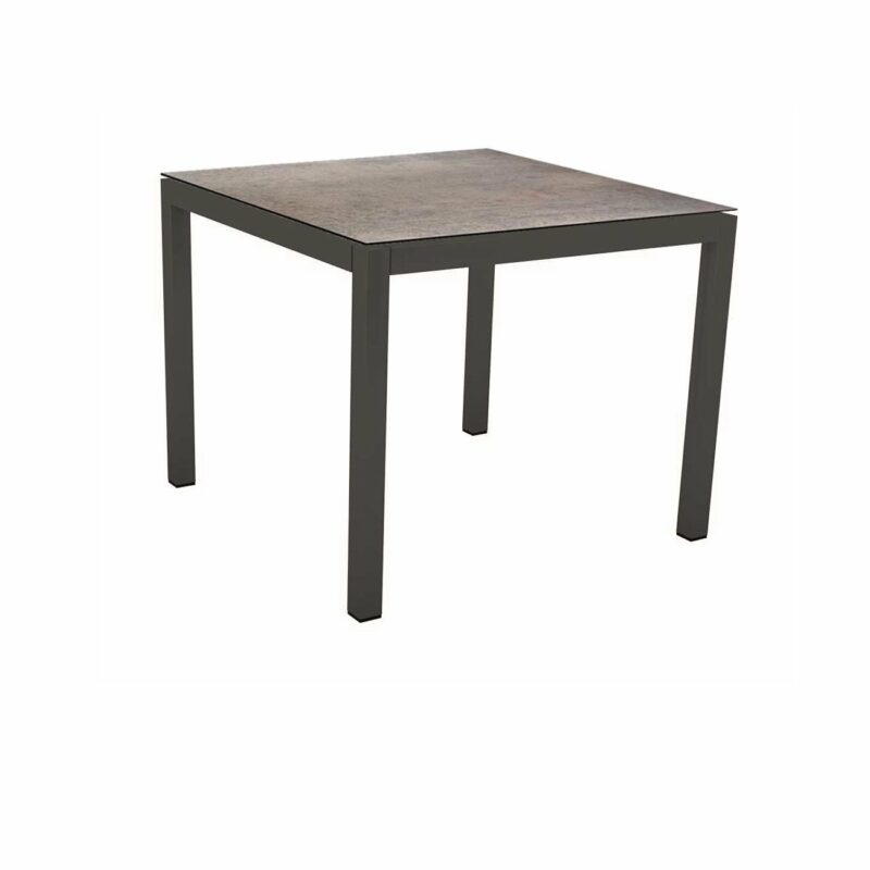 Stern Tischsystem Gartentisch, Gestell Aluminium anthrazit, Tischplatte HPL Smoky, Maße: 90x90 cm