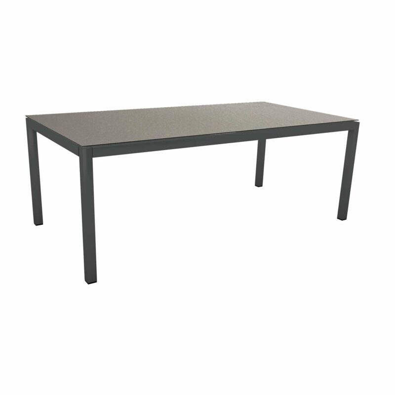 Stern Tischsystem Gartentisch, Gestell Aluminium anthrazit, Tischplatte HPL Uni grau, Maße: 200x100 cm