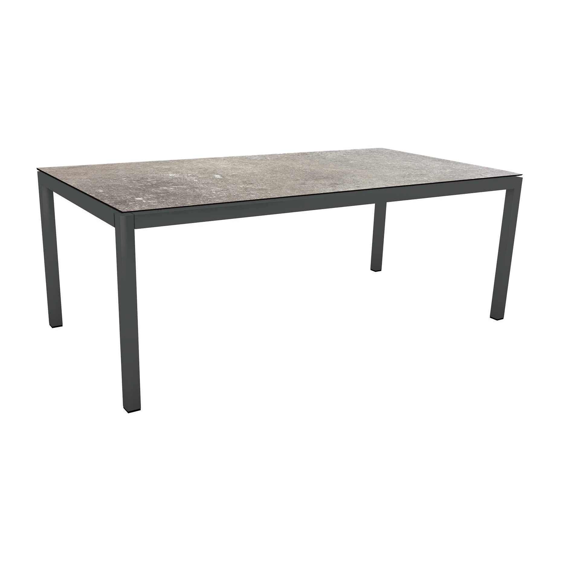Stern Tischsystem Gartentisch, Gestell Aluminium anthrazit, Tischplatte HPL Vintage stone, Maße: 200x100 cm