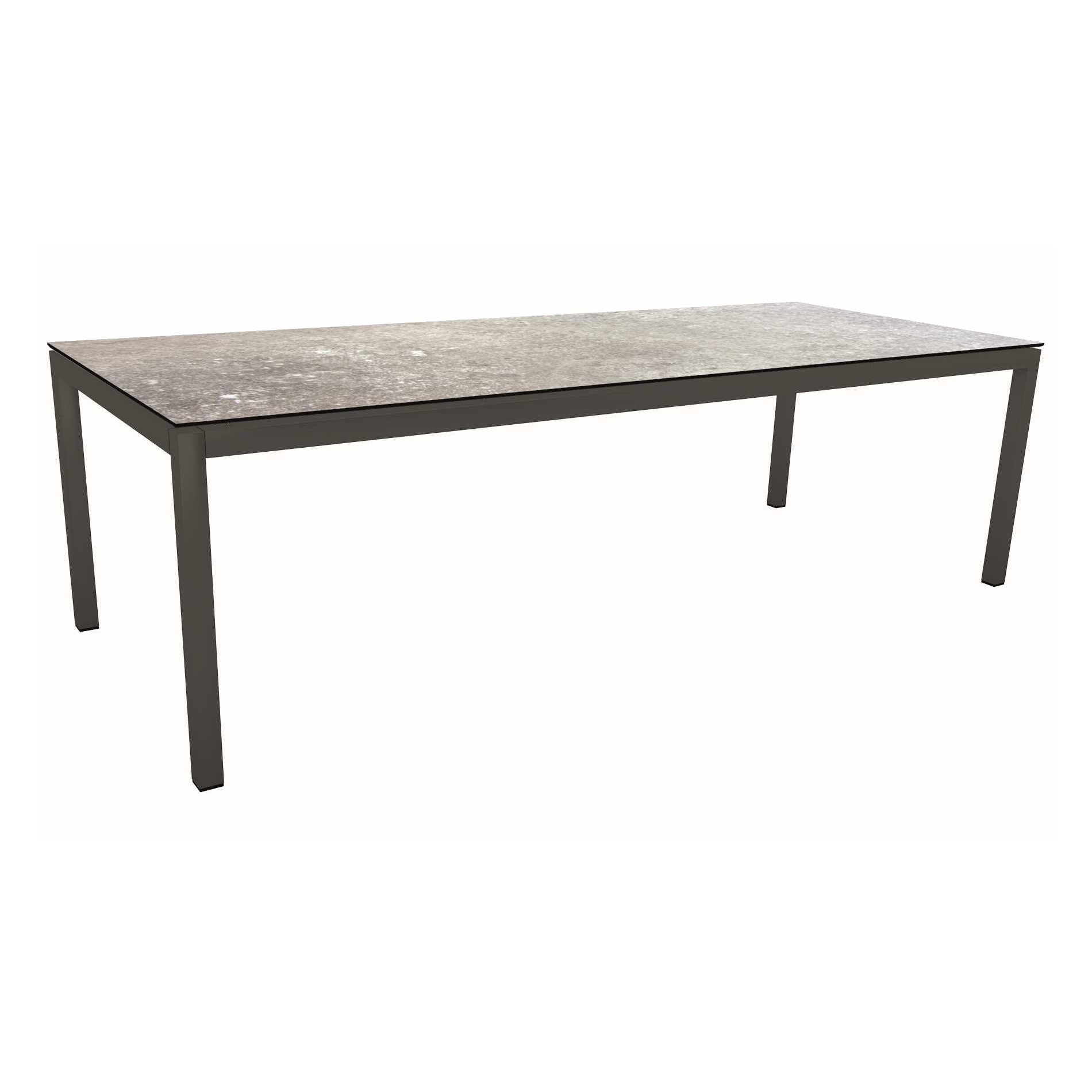 Stern Tischsystem Gartentisch, Gestell Aluminium anthrazit, Tischplatte HPL Vintage stone, Maße: 250x100 cm