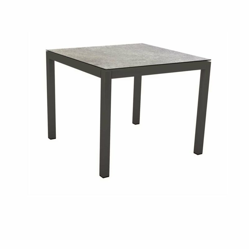 Stern Tischsystem Gartentisch, Gestell Aluminium anthrazit, Tischplatte HPL Vintage stone, Maße: 80x80 cm