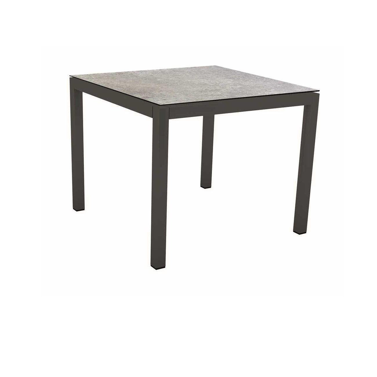 Stern Tischsystem Gartentisch, Gestell Aluminium anthrazit, Tischplatte HPL Vintage stone, Maße: 90x90 cm