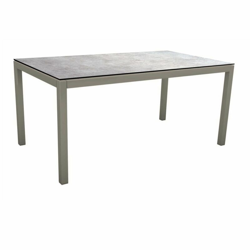 Stern Tischsystem, Gestell Aluminium graphit, Tischplatte HPL Metallic Grau, 130x80 cm