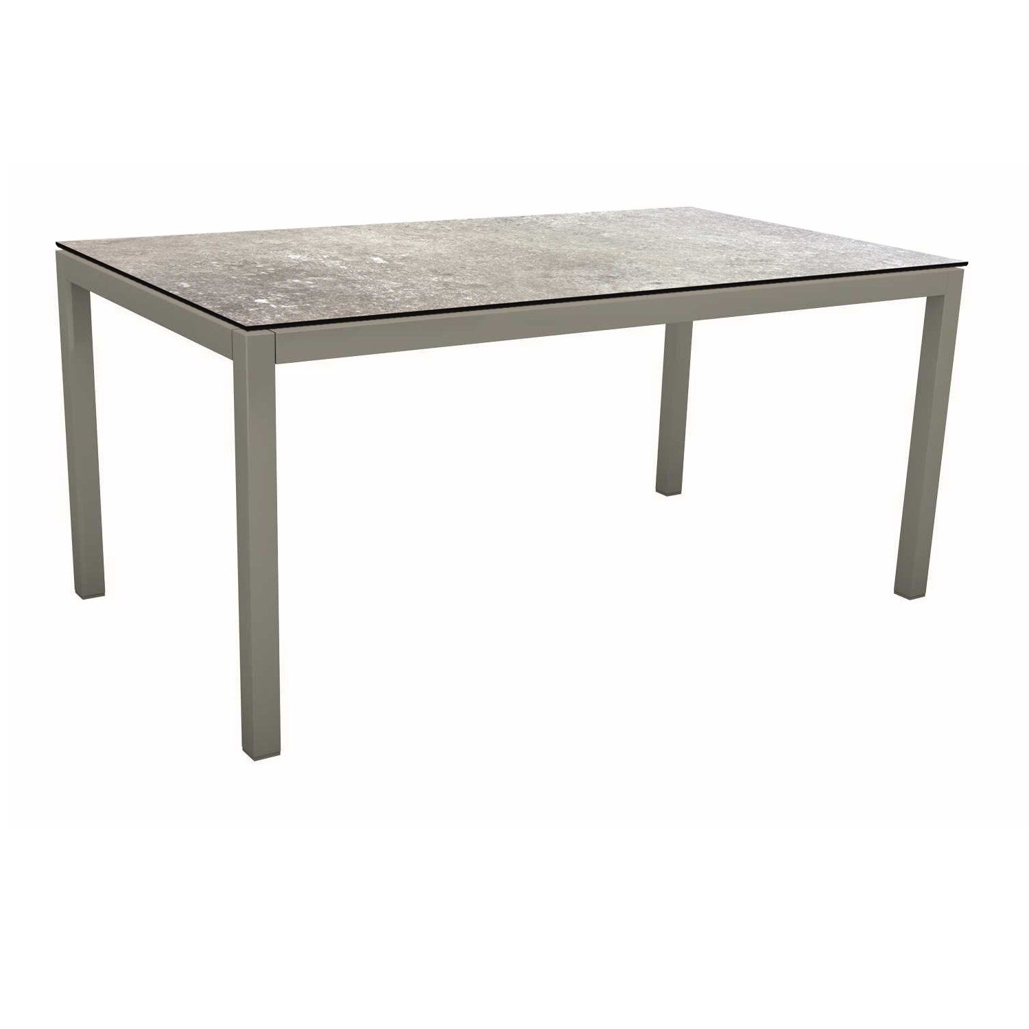 Stern Tischsystem, Gestell Aluminium graphit, Tischplatte HPL Vintage stone, 130x80 cm