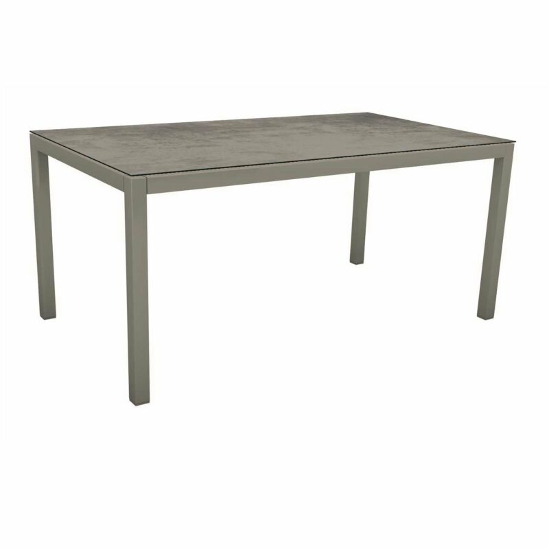 Stern Tischsystem, Gestell Aluminium graphit, Tischplatte HPL Zement, 130x80 cm