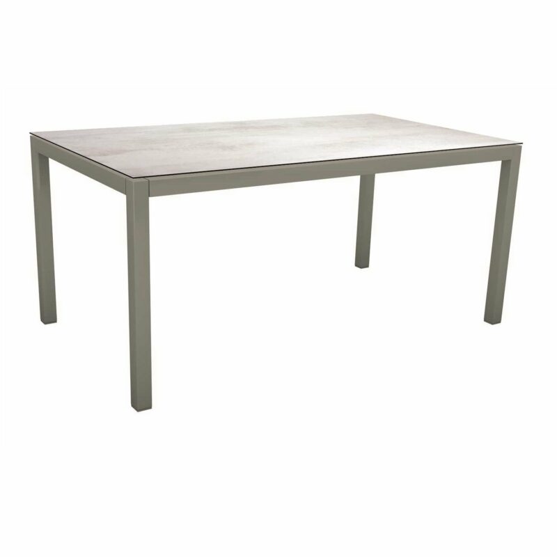 Stern Tischsystem, Gestell Aluminium graphit, Tischplatte HPL Zement hell, 130x80 cm