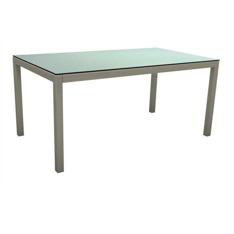 Stern Tischsystem, Gestell Aluminium graphit, Tischplatte HPL Nordic Green, 160x90 cm