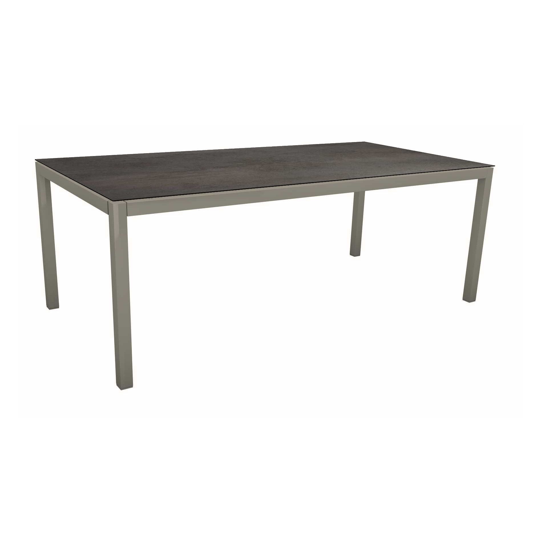 Stern Tischsystem, Gestell Aluminium graphit, Tischplatte HPL Nitro, 200x100 cm