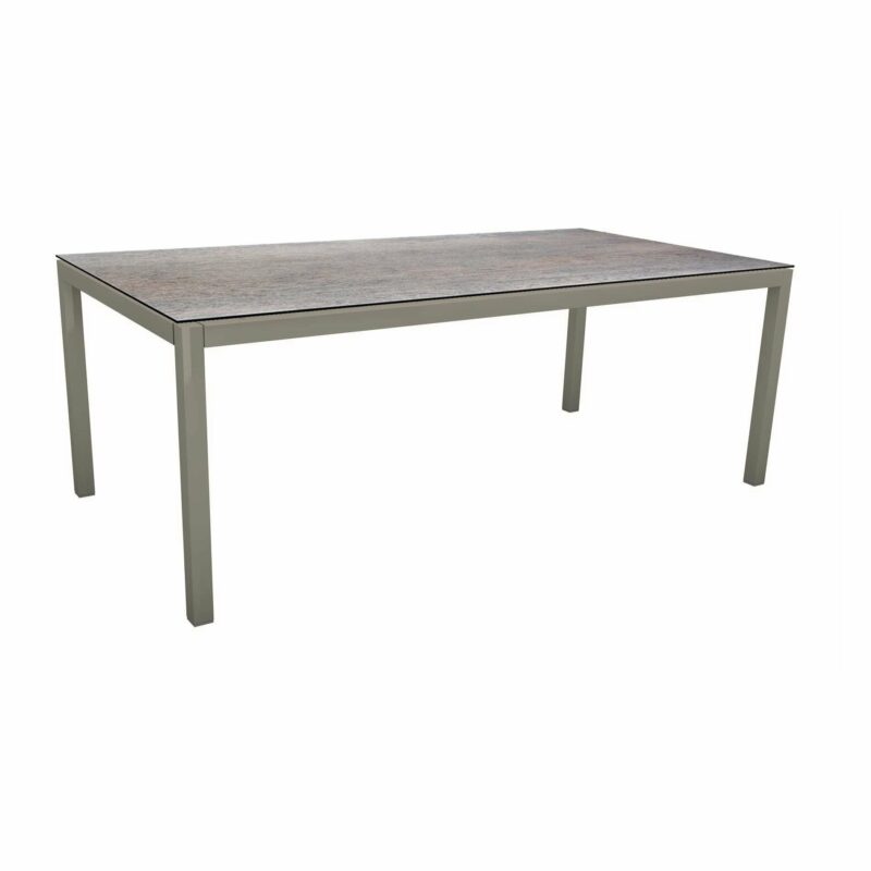 Stern Tischsystem, Gestell Aluminium graphit, Tischplatte HPL Smoky, 200x100 cm