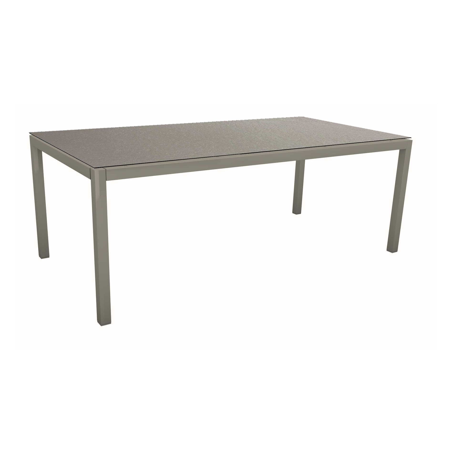 Stern Tischsystem, Gestell Aluminium graphit, Tischplatte HPL Uni Grau, 200x100 cm