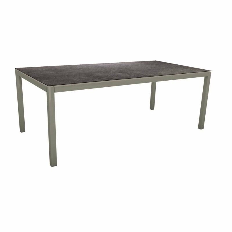 Stern Tischsystem, Gestell Aluminium graphit, Tischplatte HPL Vintage grau, 200x100 cm