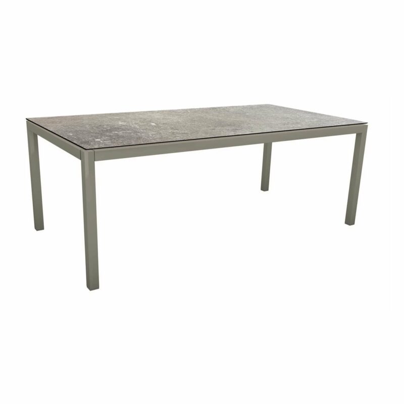 Stern Tischsystem, Gestell Aluminium graphit, Tischplatte HPL Vintage stone, 200x100 cm