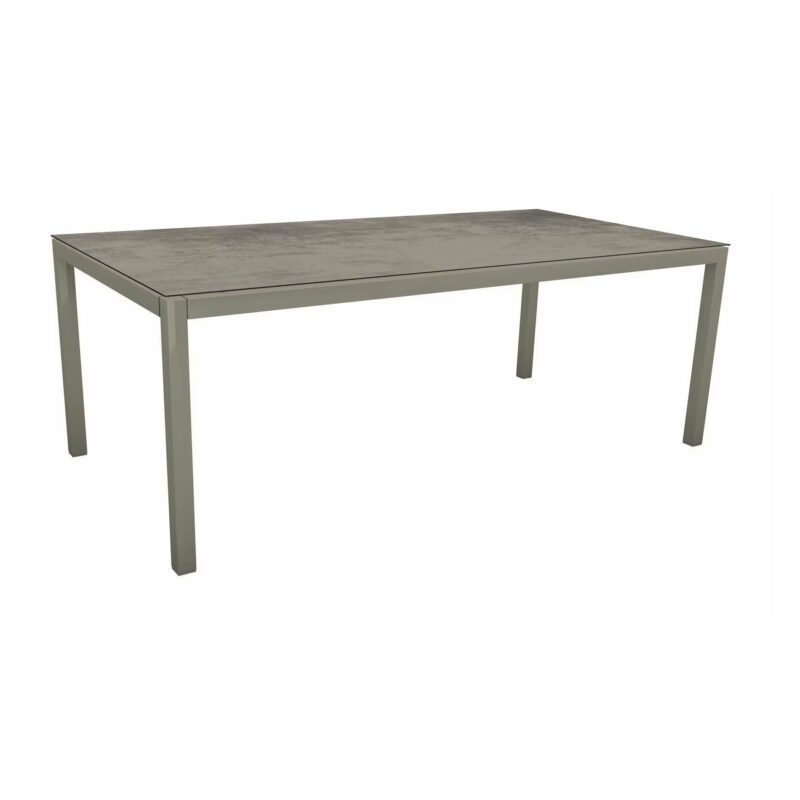 Stern Tischsystem, Gestell Aluminium graphit, Tischplatte HPL Zement, 200x100 cm