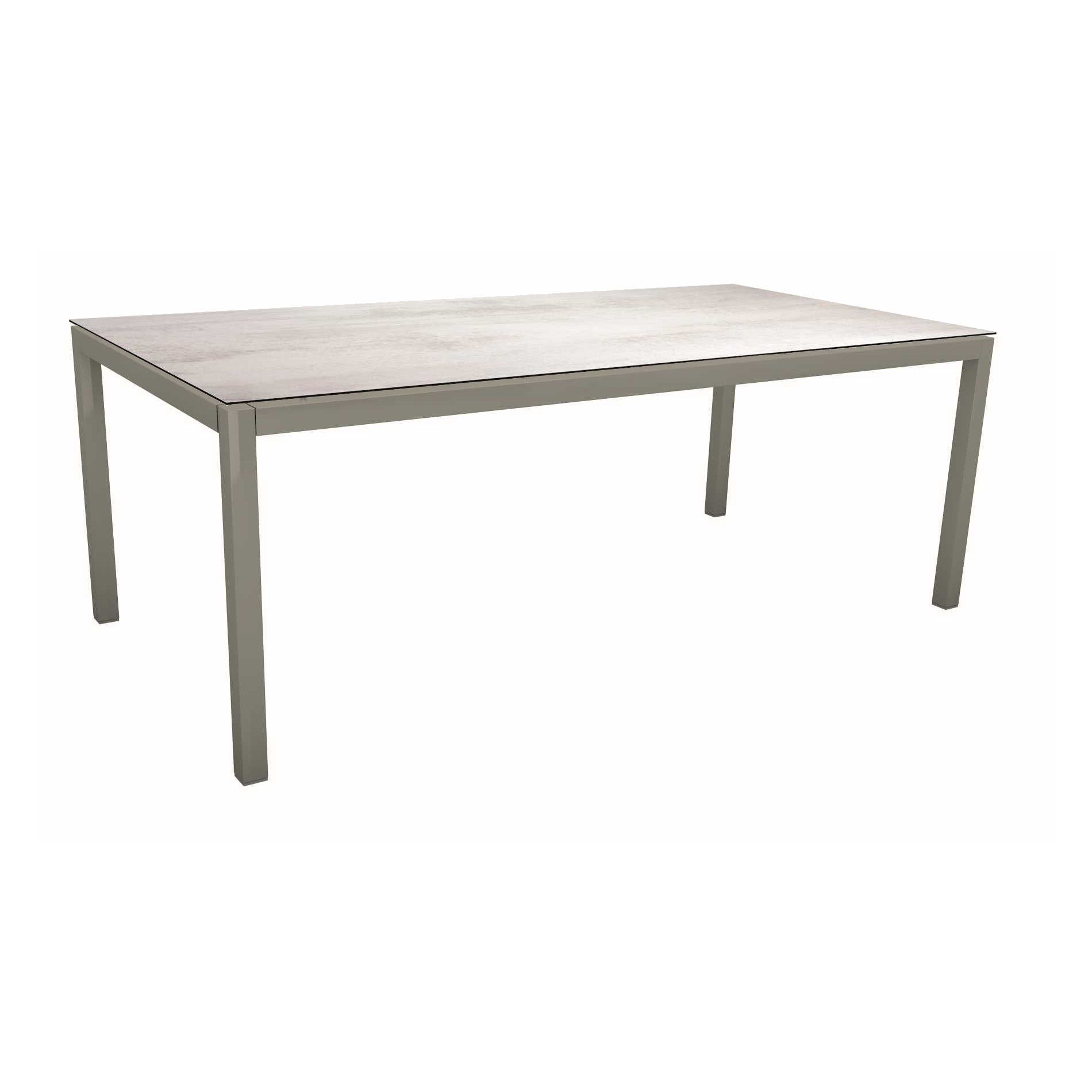 Stern Tischsystem, Gestell Aluminium graphit, Tischplatte HPL Zement hell, 200x100 cm