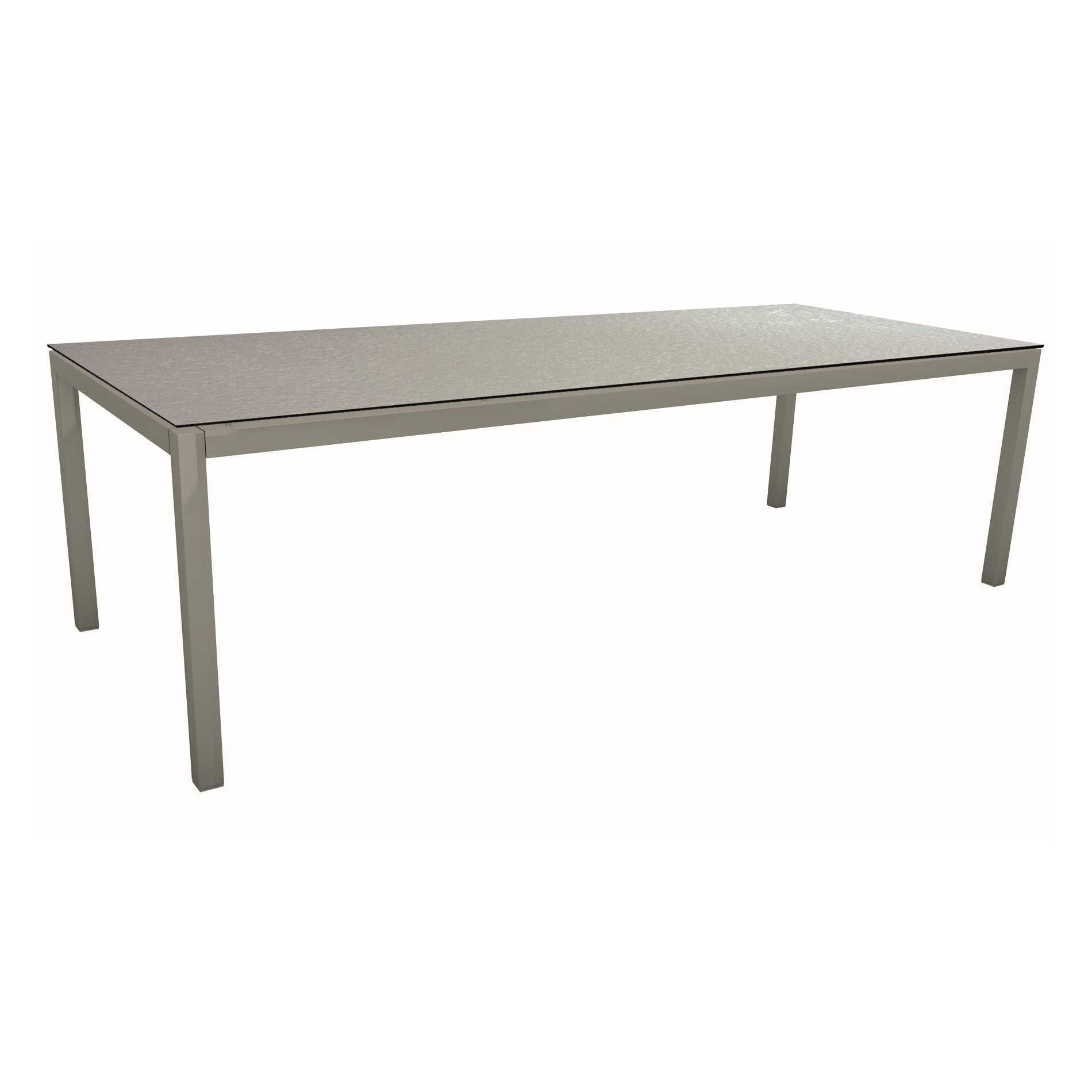 Stern Tischsystem, Gestell Aluminium graphit, Tischplatte HPL Uni Grau, 250x100 cm