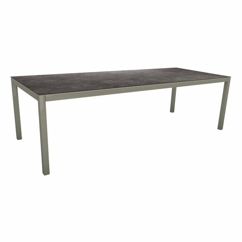 Stern Tischsystem, Gestell Aluminium graphit, Tischplatte HPL Vintage grau, 250x100 cm