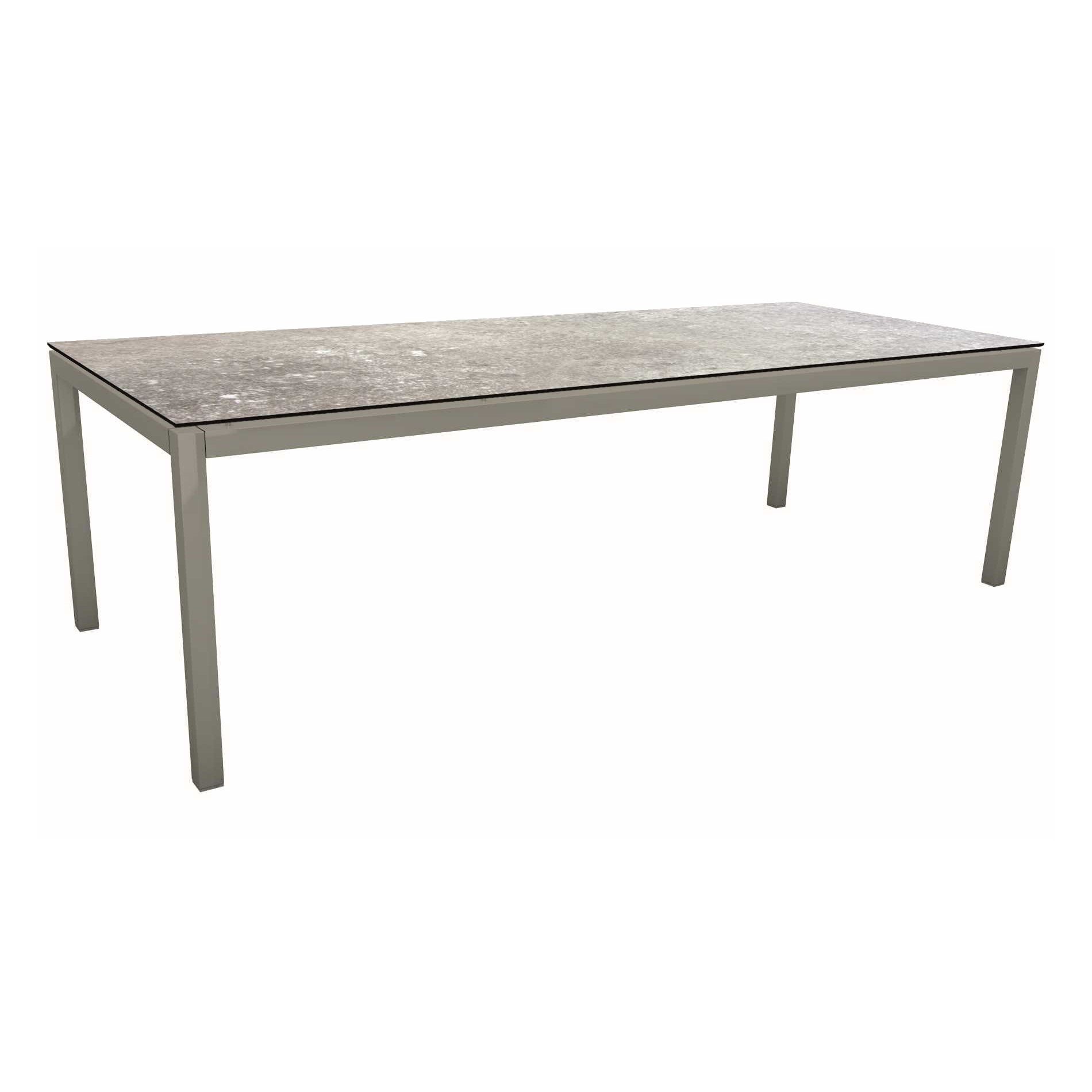 Stern Tischsystem, Gestell Aluminium graphit, Tischplatte HPL Vintage stone, 250x100 cm
