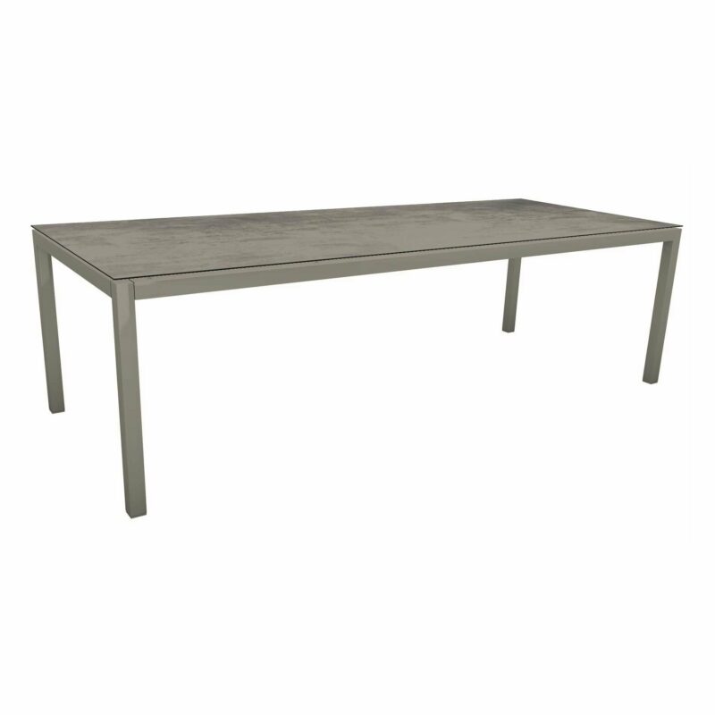Stern Tischsystem, Gestell Aluminium graphit, Tischplatte HPL Zement, 250x100 cm