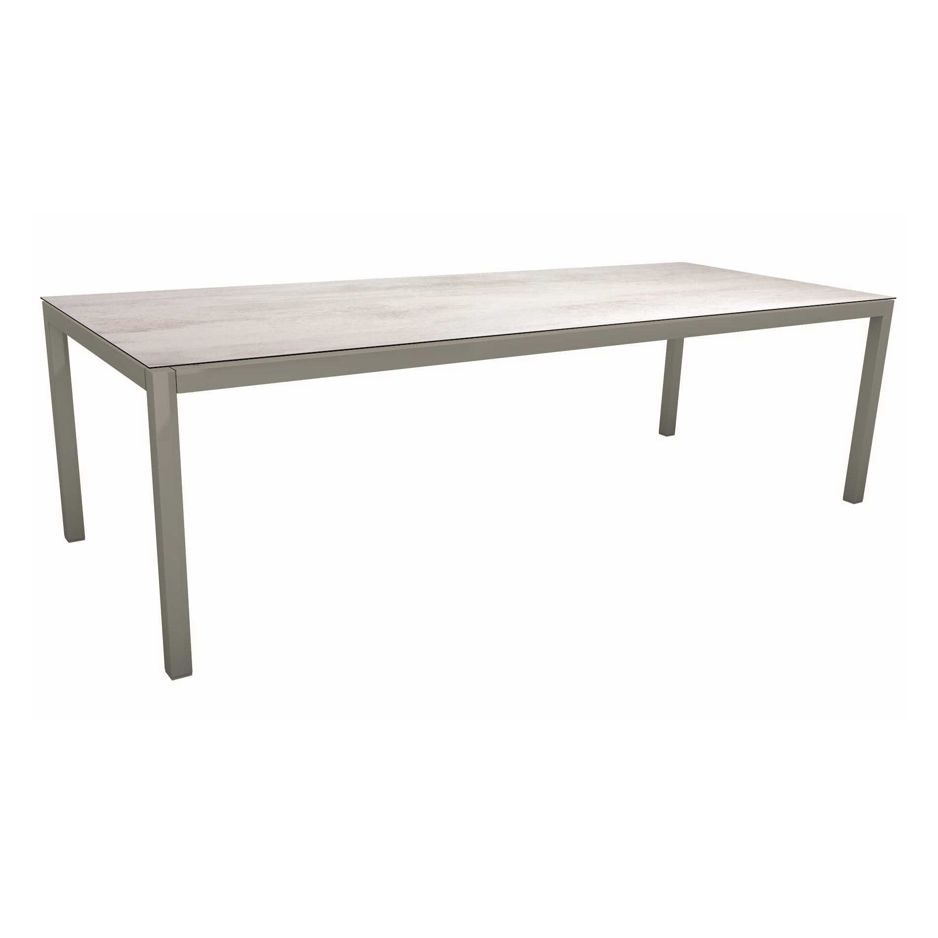 Stern Tischsystem, Gestell Aluminium graphit, Tischplatte HPL Zement hell, 250x100 cm