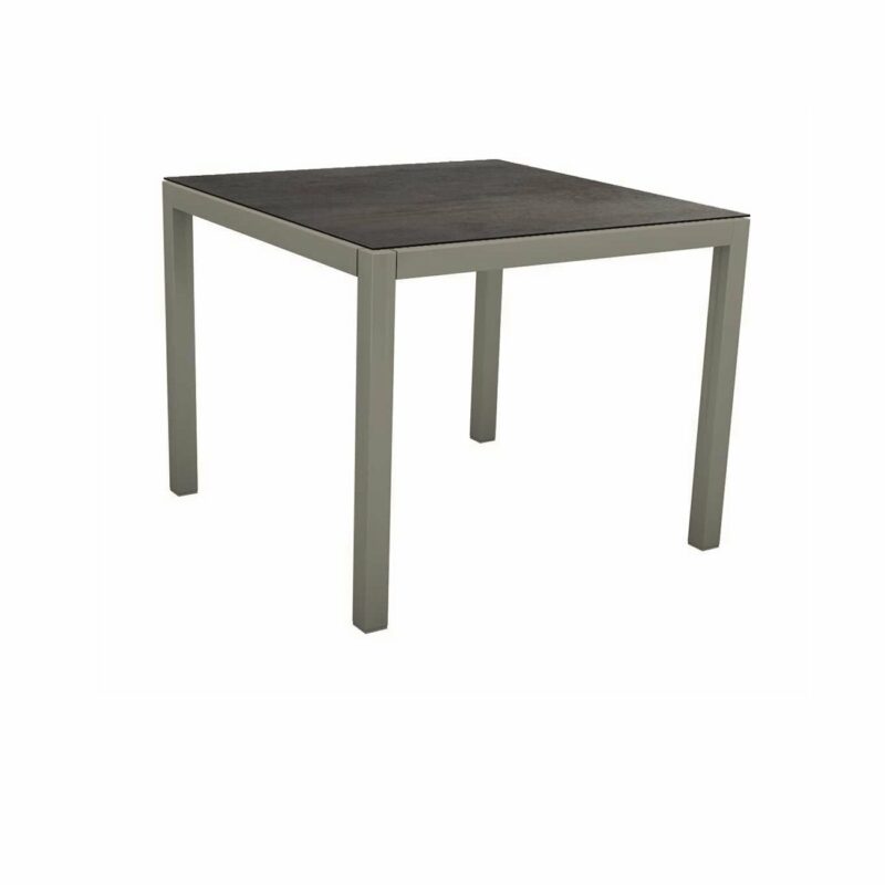 Stern Tischsystem, Gestell Aluminium graphit, Tischplatte HPL Nitro, 80x80 cm