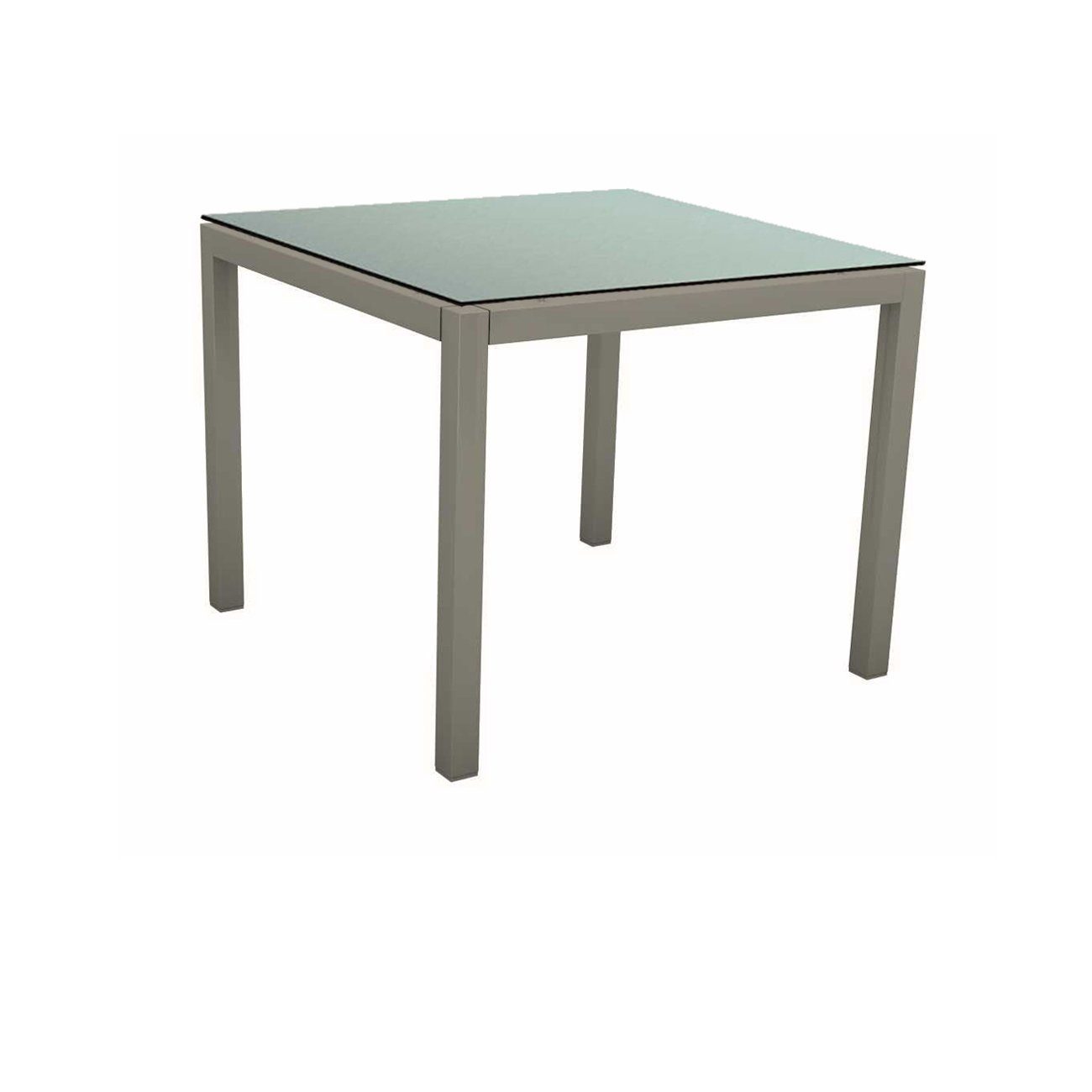 Stern Tischsystem, Gestell Aluminium graphit, Tischplatte HPL Nordic Green, 80x80 cm