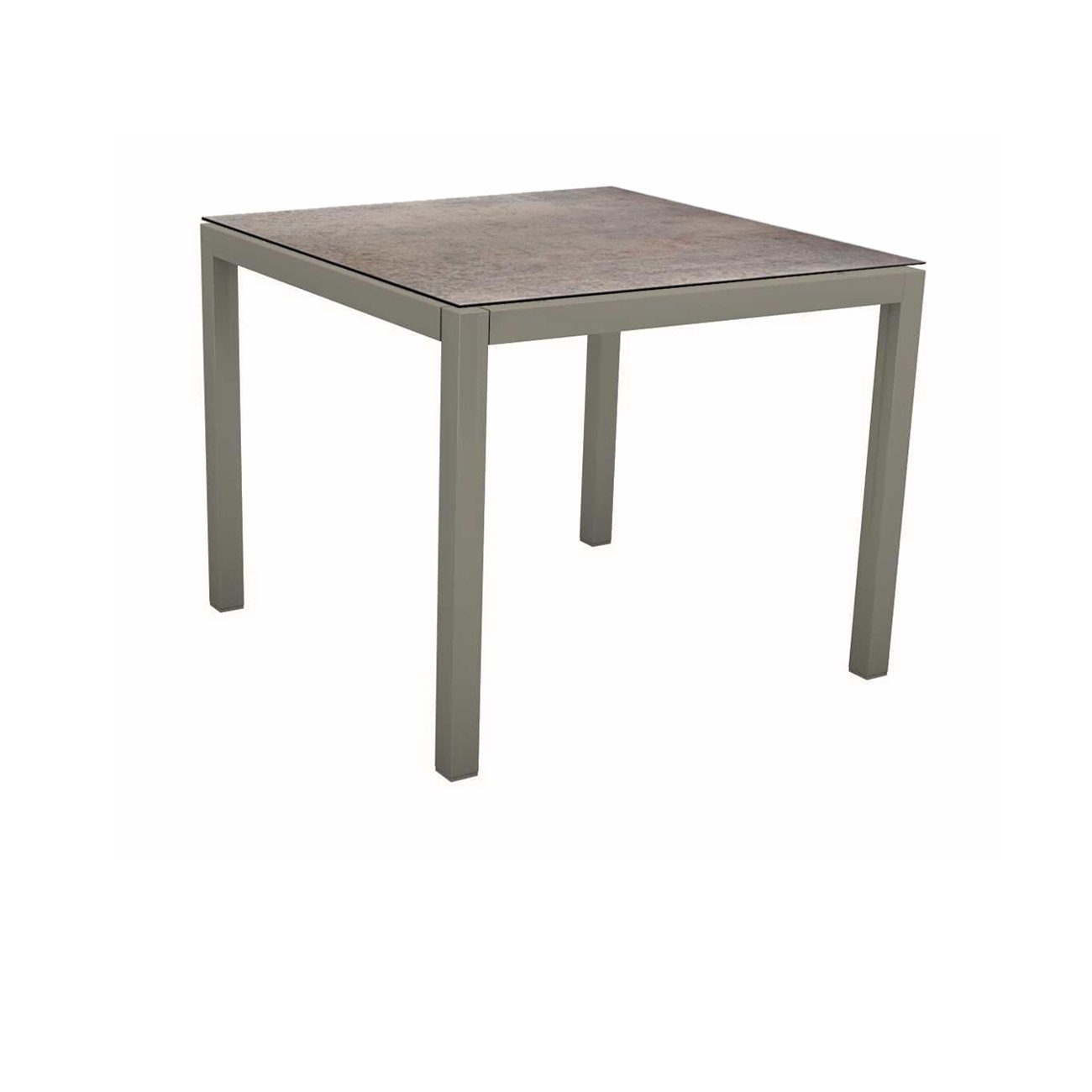 Stern Tischsystem, Gestell Aluminium graphit, Tischplatte HPL Smoky, 80x80 cm