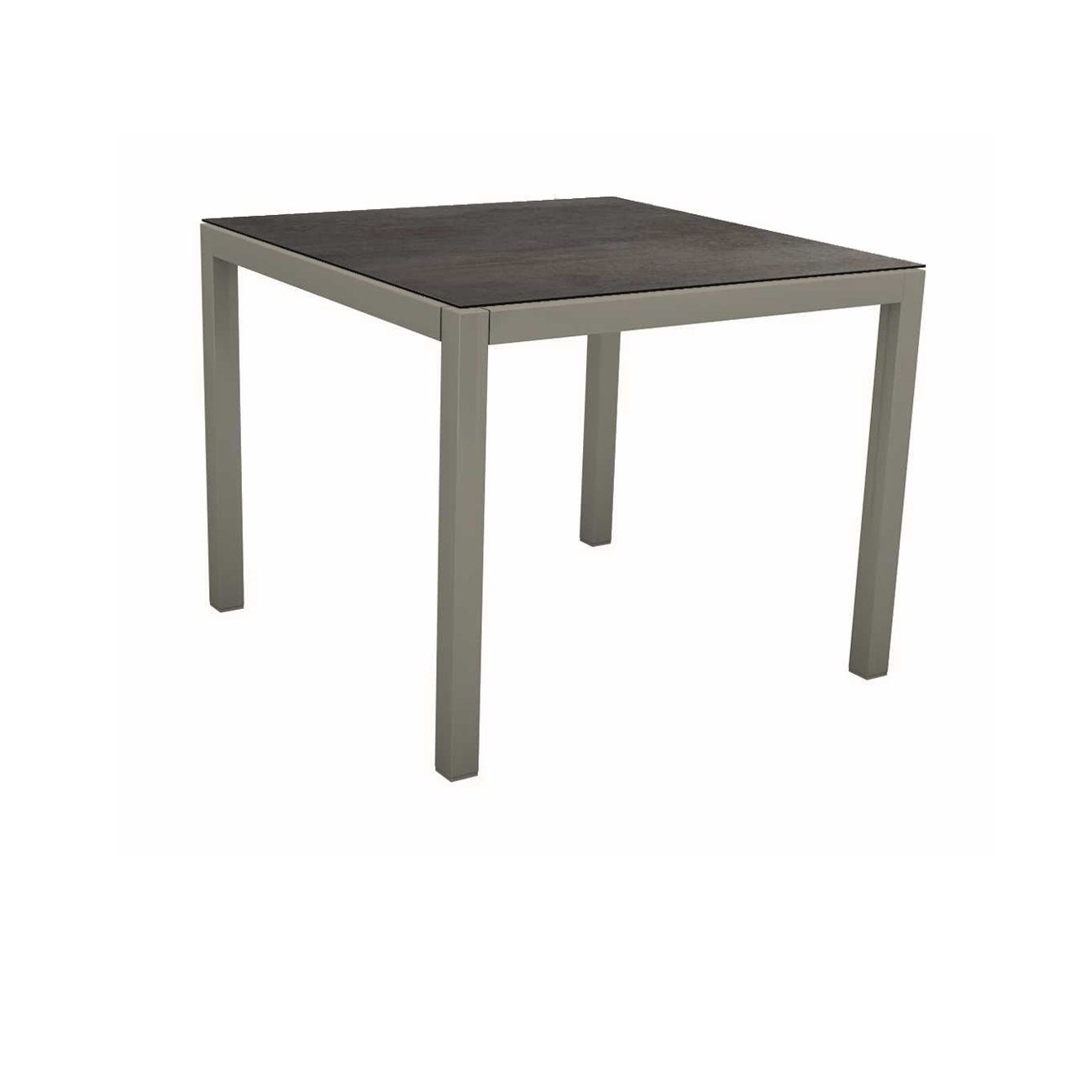 Stern Tischsystem, Gestell Aluminium graphit, Tischplatte HPL Nitro, 90x90 cm