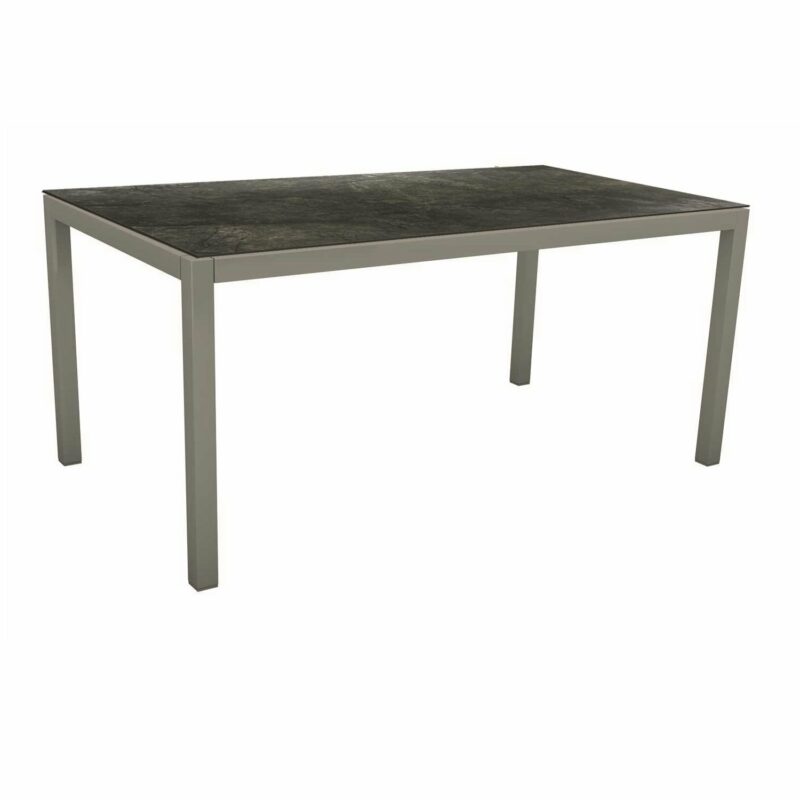 Stern Tischsystem, Gestell Aluminium graphit, Tischplatte HPL Dark Marble, 130x80 cm