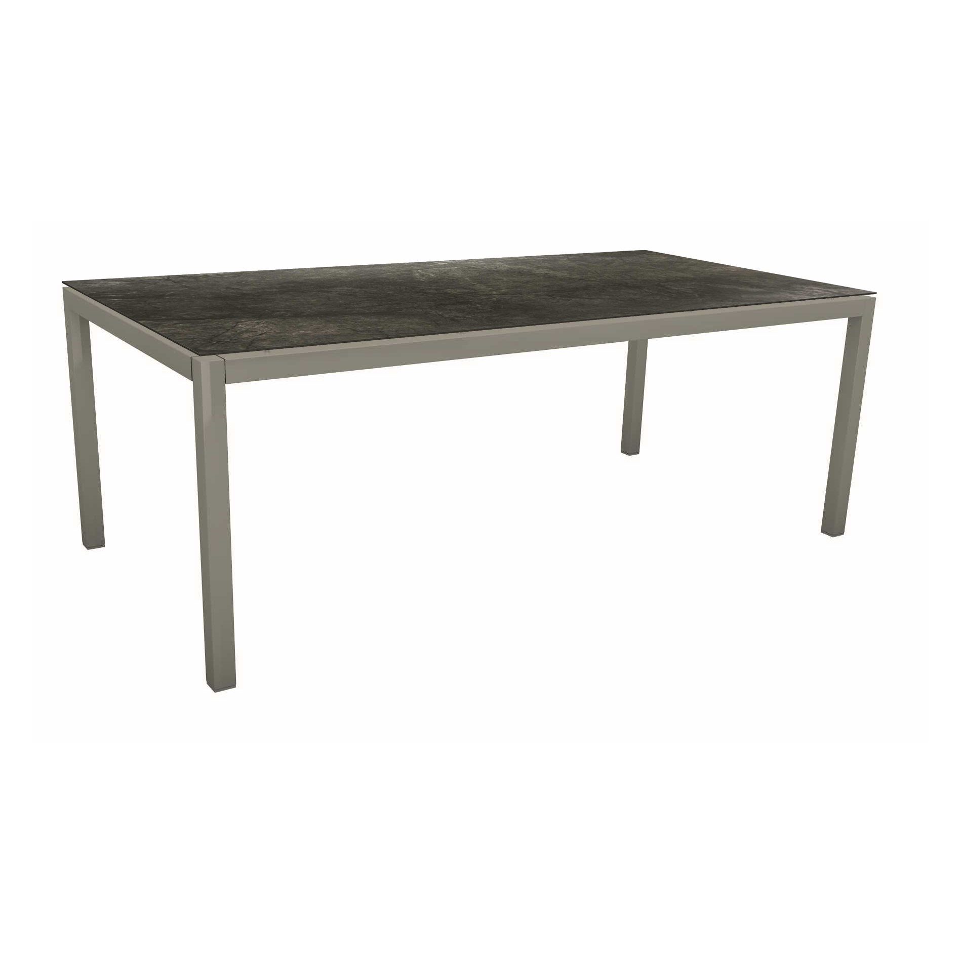 Stern Tischsystem, Gestell Aluminium graphit, Tischplatte HPL Dark Marble, 200x100 cm