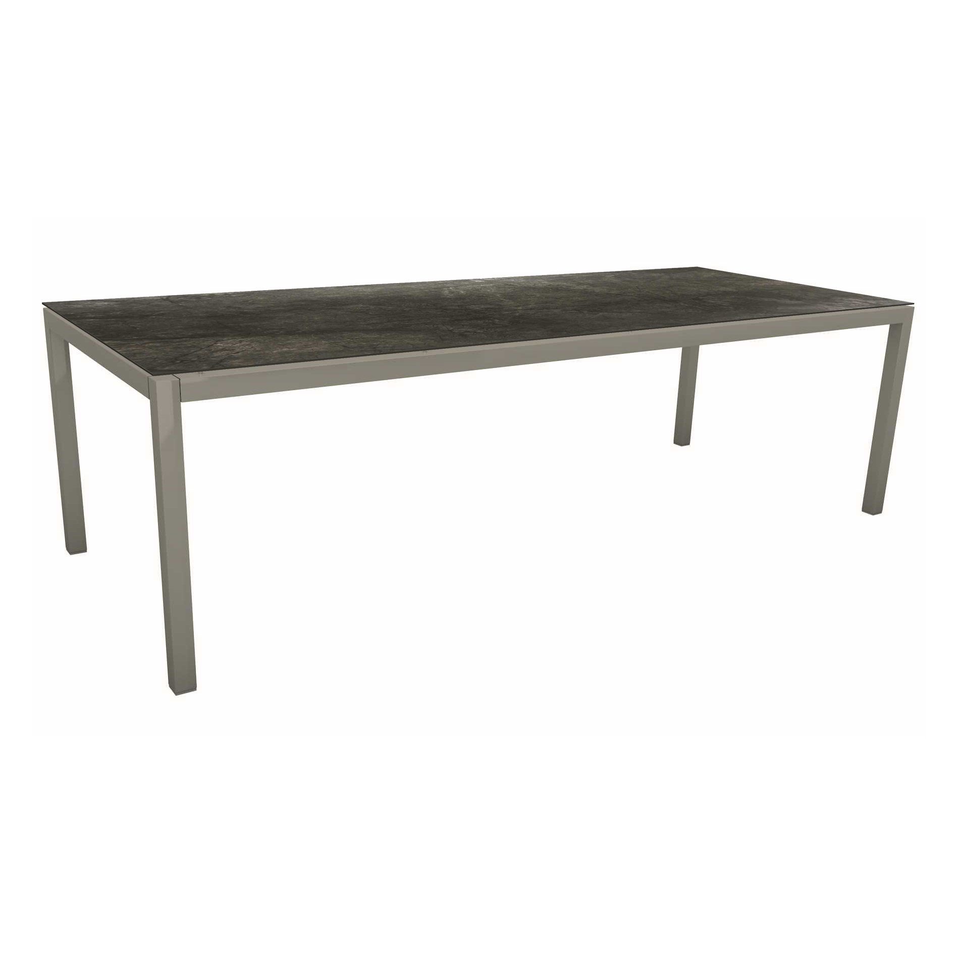 Stern Tischsystem, Gestell Aluminium graphit, Tischplatte HPL Dark Marble, 250x100 cm