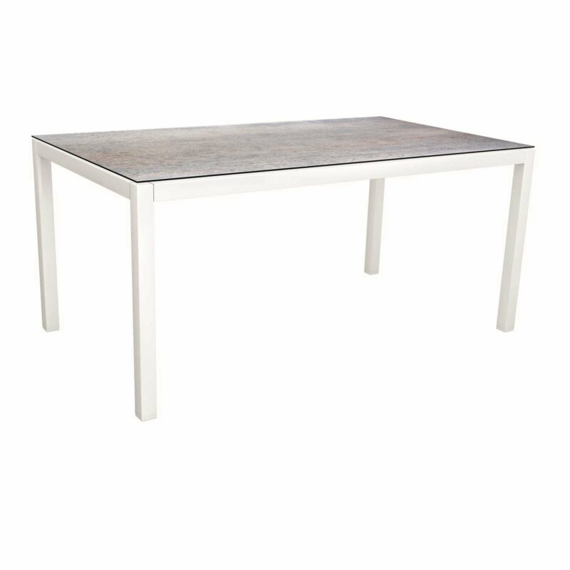 Stern Tischsystem, Gestell Aluminium weiß, Tischplatte HPL Smoky, Größe: 130x80 cm